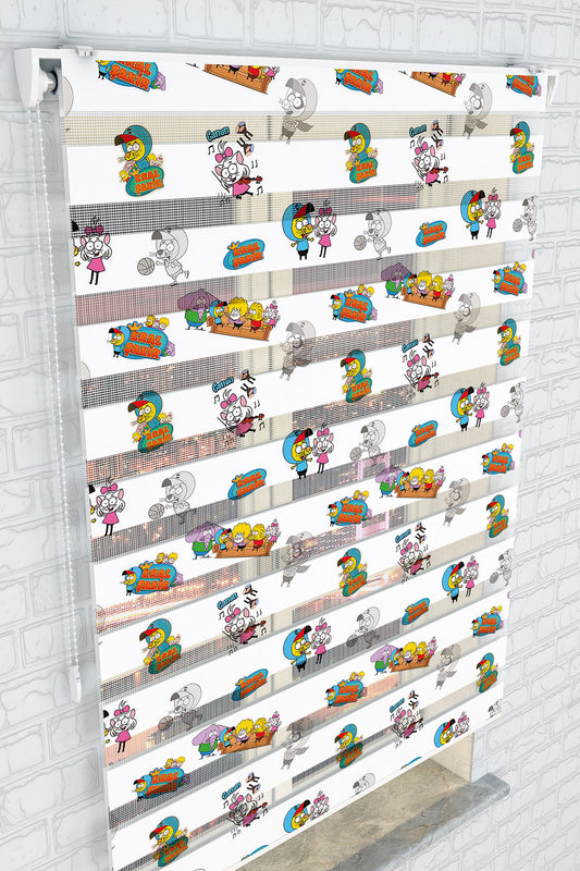 Eğlenceli Çizgi Karakterler Zebra Perde - (AKEL-1155-2)
