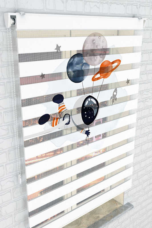 Astronot ve Gezegenler Zebra Perde - (AKEL-1177-2)