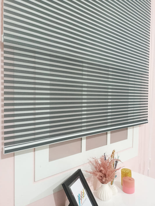 ✨ Çiftli Sistem Siyah Kalın Çizgili Tül ve Stor Perde: Modern ve Güçlü Bir Dokunuş ✨