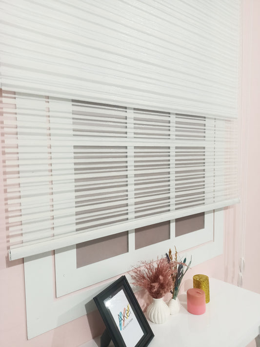 ✨ Çiftli Sistem Simli Çizgili Tül ve Stor Perde: Şık ve Parlak Bir Dokunuş ✨