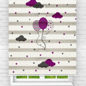 Çocuk Odası - 3 lü Mor Balon ve Yıldızlar Baskılı Zebra Perde