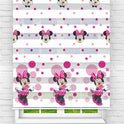 Çocuk Odası - Sevimli Minnie Mouse Baskılı Zebra Perde