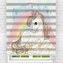 Çocuk Odası - Sevimli Unicorn Baskılı Zebra Perde
