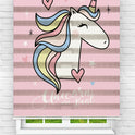Çocuk Odası - Sevimli Unicorn Baskılı Zebra Perde