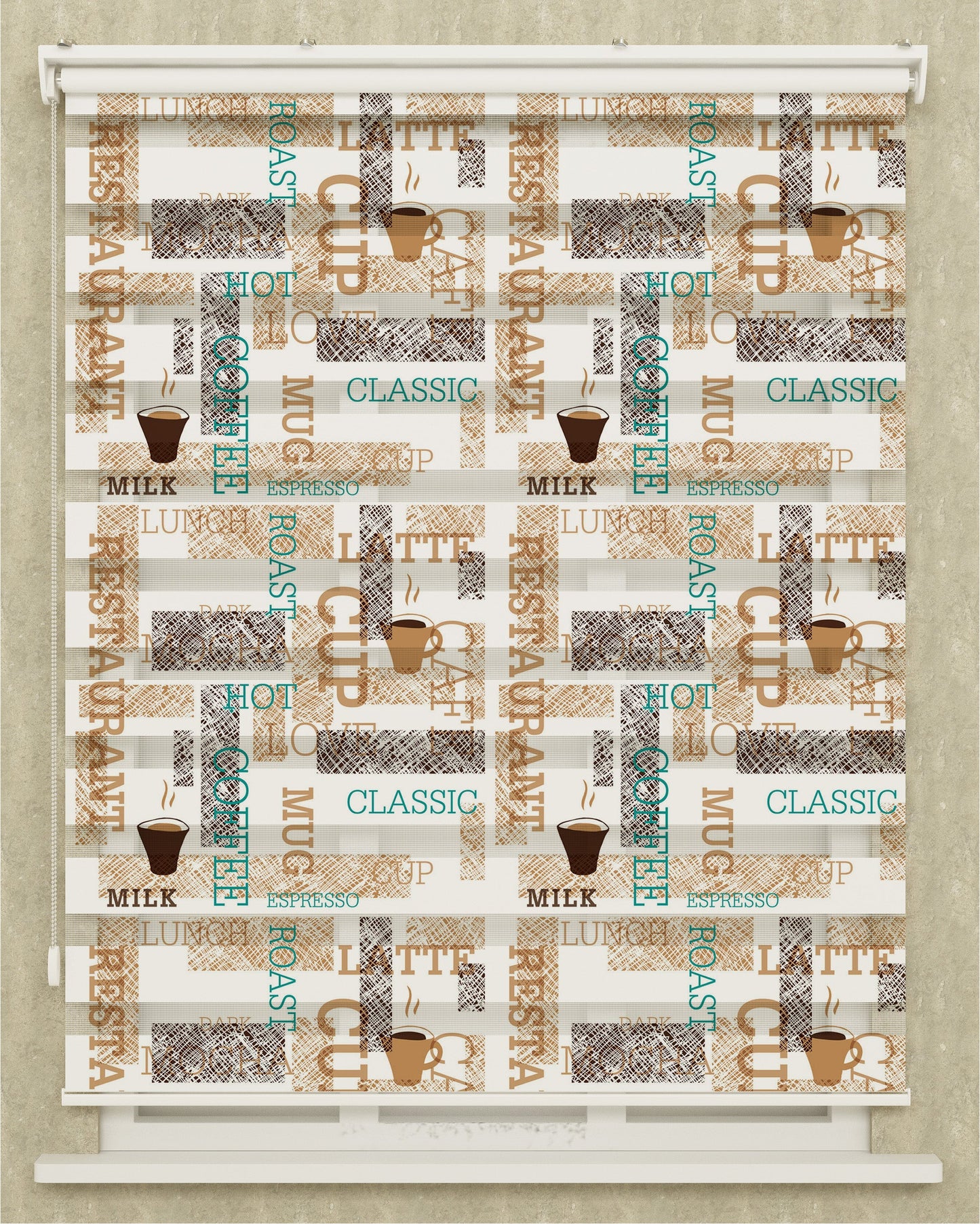 Mutfak Odası Coffe Classic Baskılı Zebra Perde