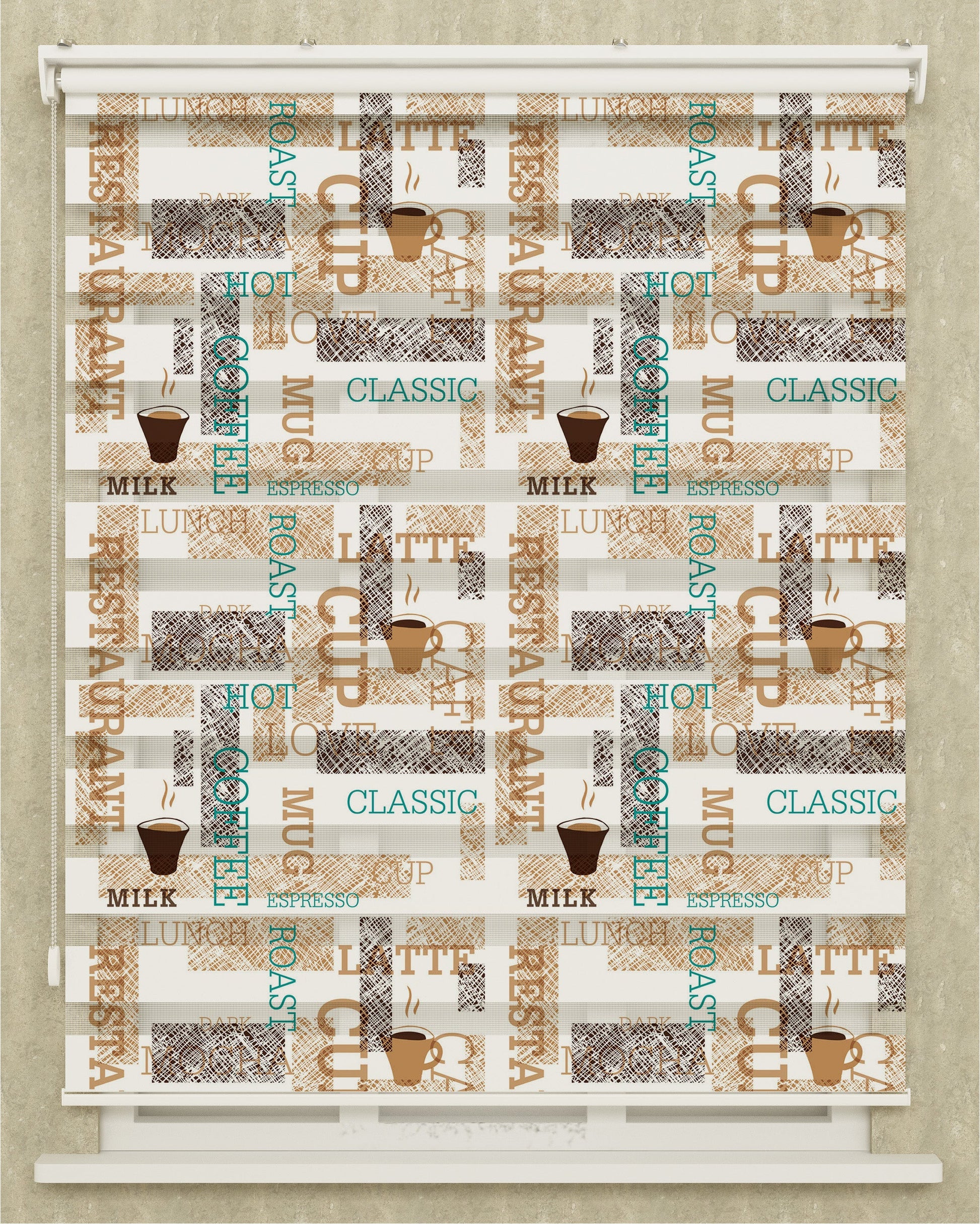 Mutfak Odası Coffe Classic Baskılı Zebra Perde