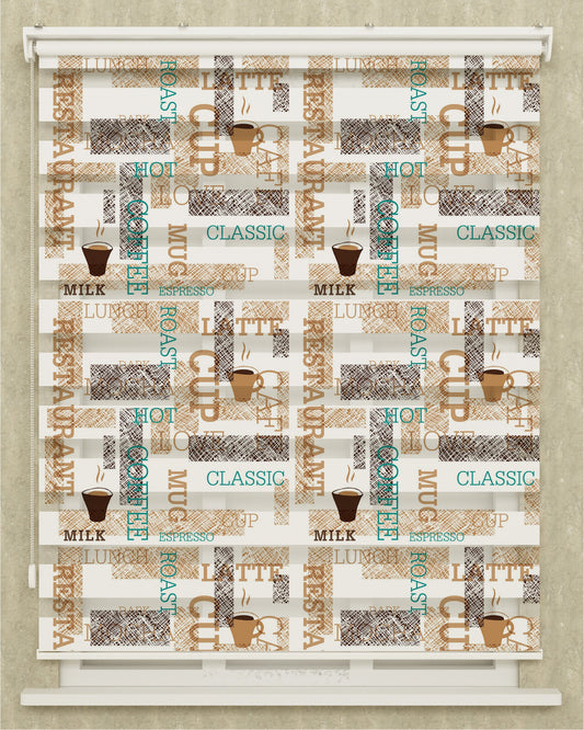Mutfak Odası Coffe Classic Baskılı Zebra Perde