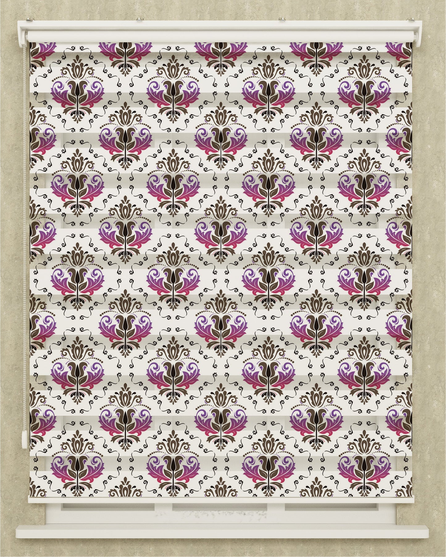 Mutfak Odası Damask Desenli Baskılı Zebra Perde