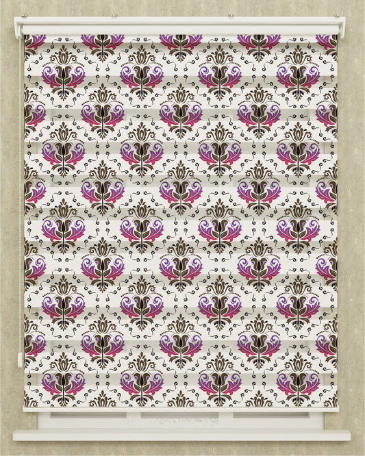 Mutfak Odası Damask Desenli Baskılı Zebra Perde