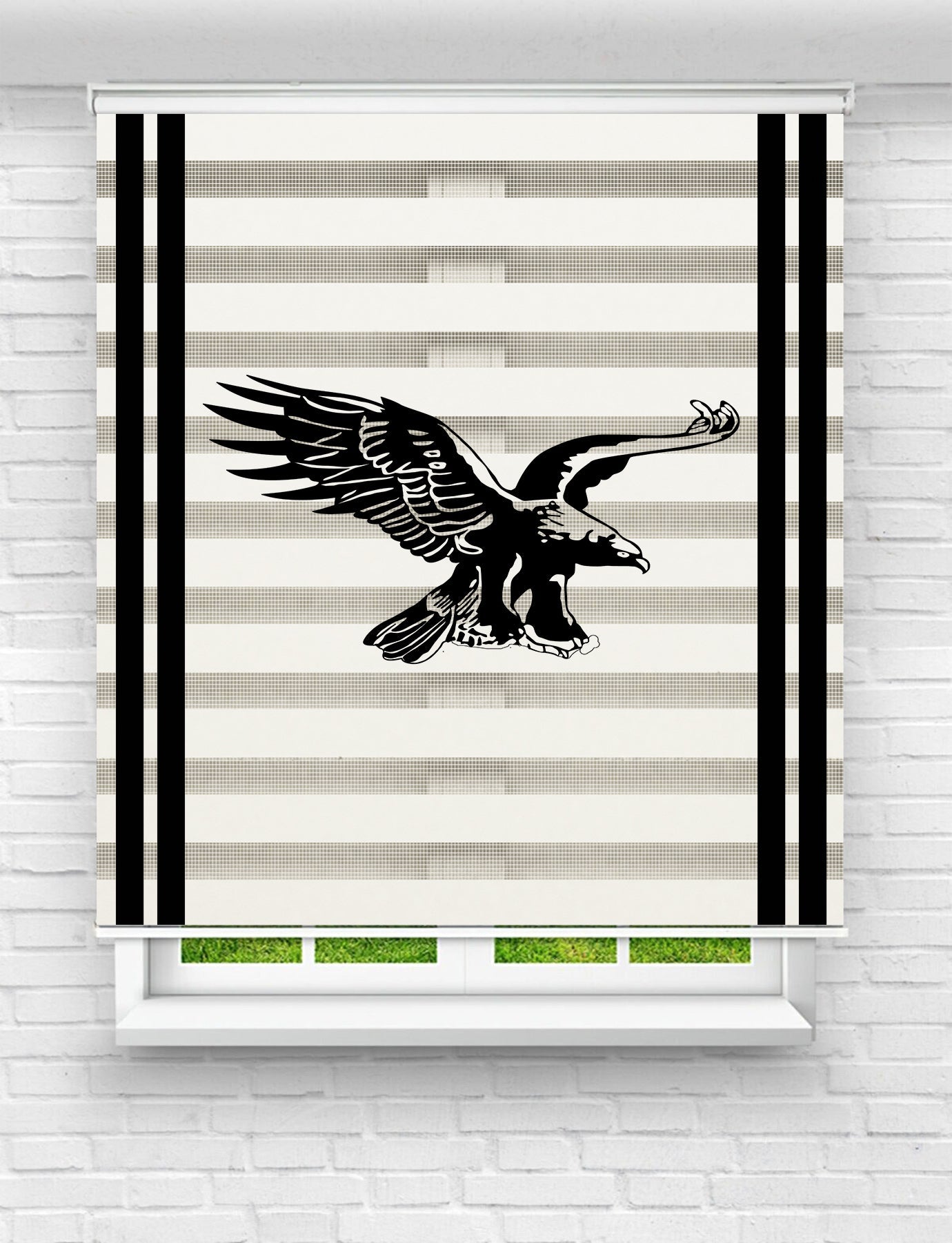 Şampiyon Kara Kartal Temalı Baskılı Zebra Perde 