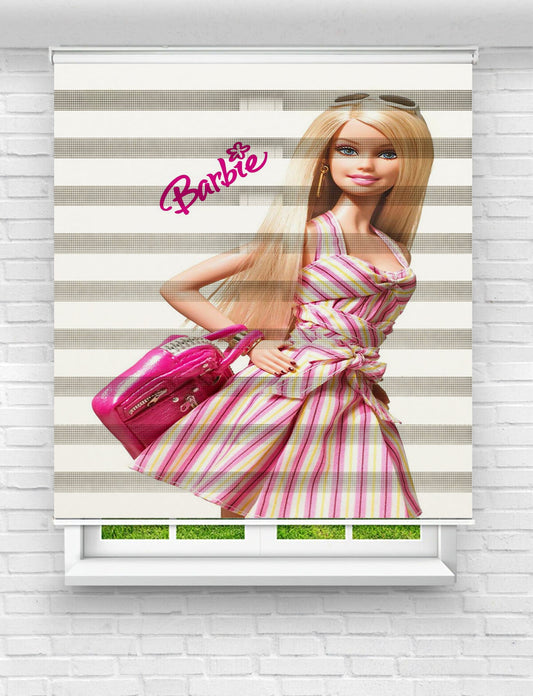 Sevimli Barbie Baskılı Zebra Perde | Çocuk Odası İçin Desenli Stor Perde 