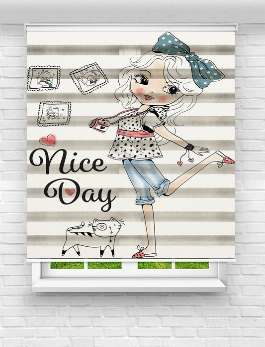 Cute World Baskılı Zebra Perde | Çocuk Odası İçin Renkli ve Sevimli Stor Perde