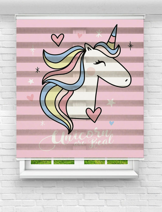 Sevimli Unicorn Baskılı Zebra Perde | Çocuk Odası İçin