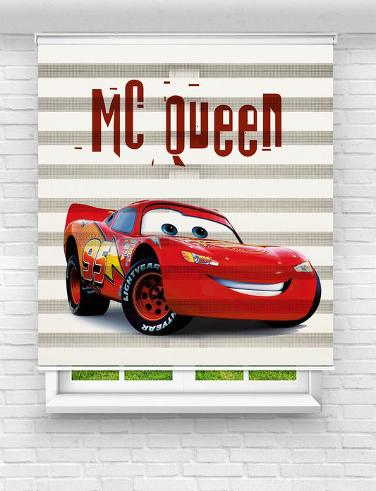 Kırmızı Şimşek McQueen Baskılı Zebra Perde | Çocuk Odası İçin Eğlenceli ve Hızlı Tasarım