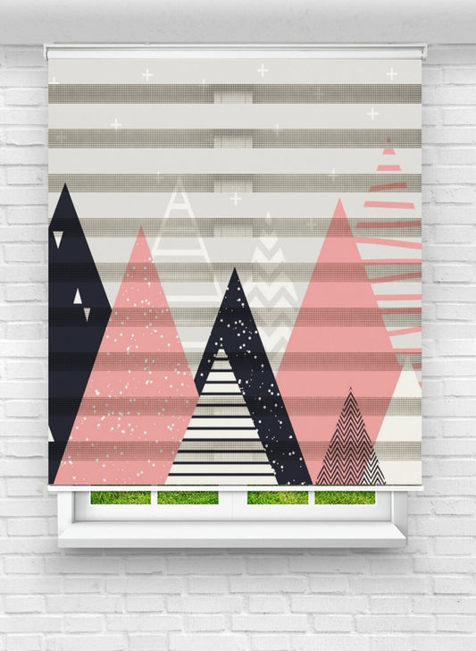 Modern Geometrik Desenli Zebra Perde – Şık ve Minimalist Tasarım
