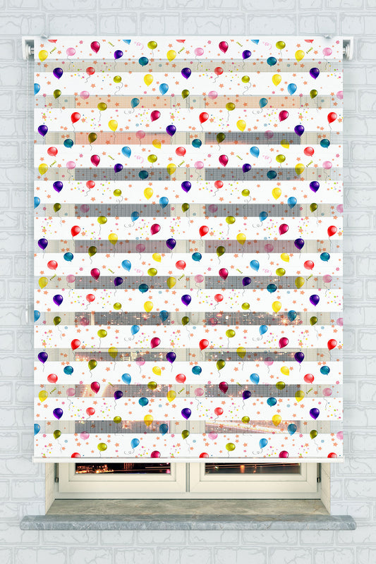 Renkli Balon Desenli Zebra Perde - (AKEL-1129-1)
