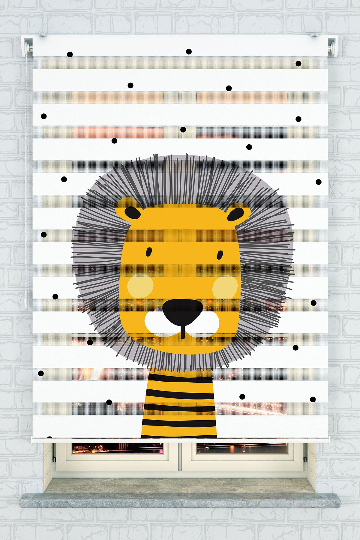 Sevimli Aslan Desenli Zebra Perde - (AKEL-1130-1)