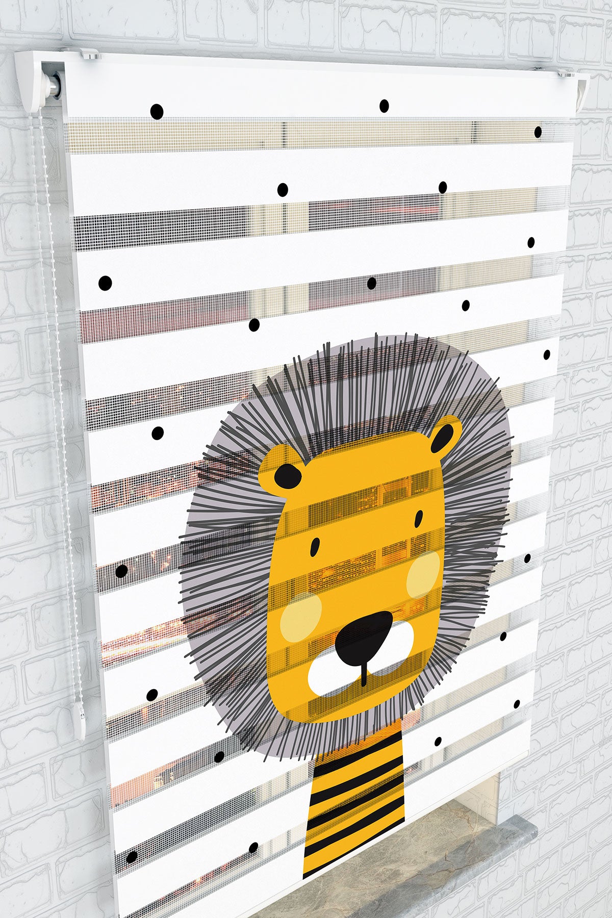 Sevimli Aslan Desenli Zebra Perde - (AKEL-1130-2)
