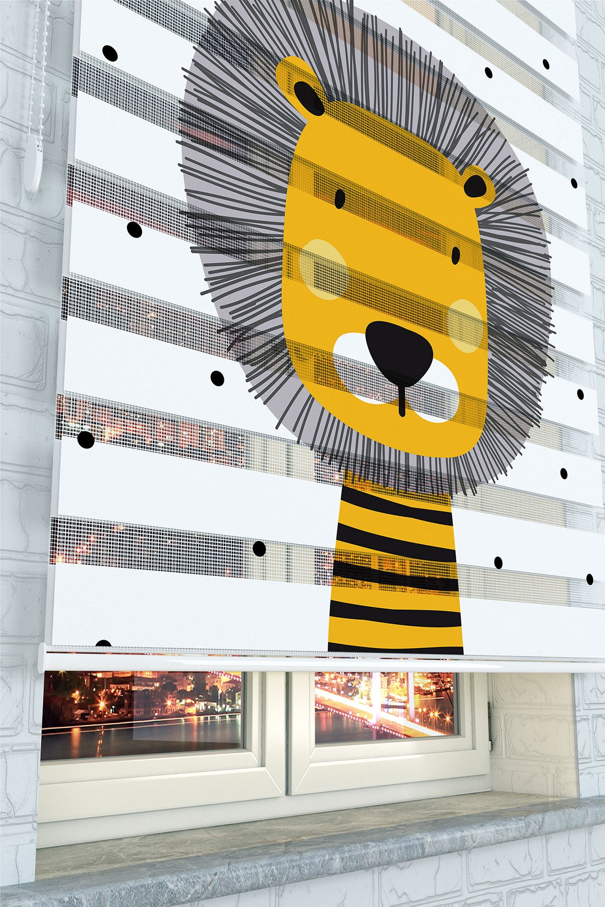Sevimli Aslan Desenli Zebra Perde - (AKEL-1130-3)