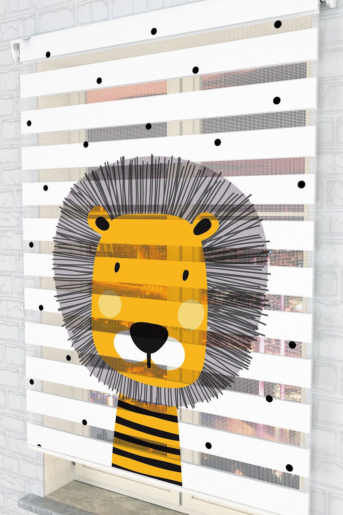 Sevimli Aslan Desenli Zebra Perde - (AKEL-1130-4)