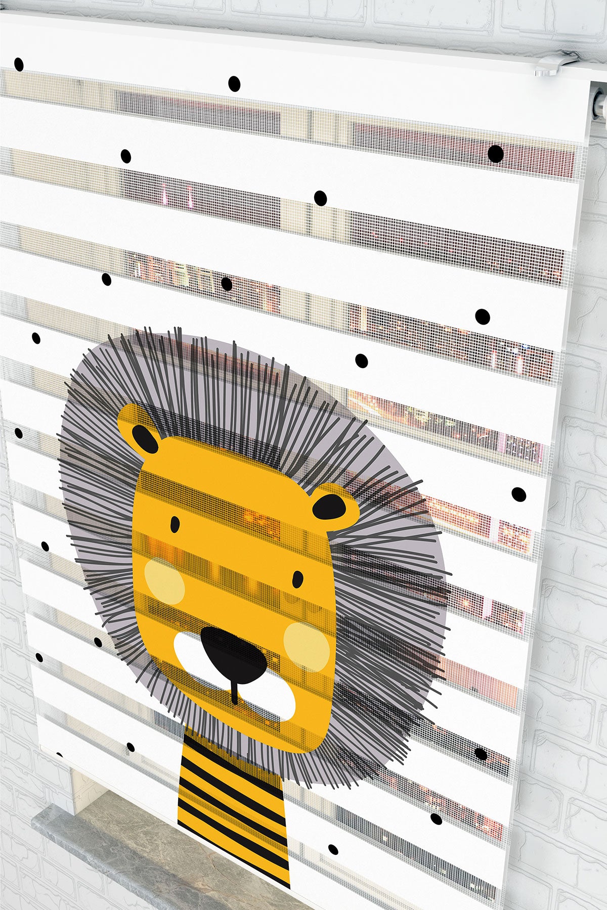 Sevimli Aslan Desenli Zebra Perde - (AKEL-1130-5)