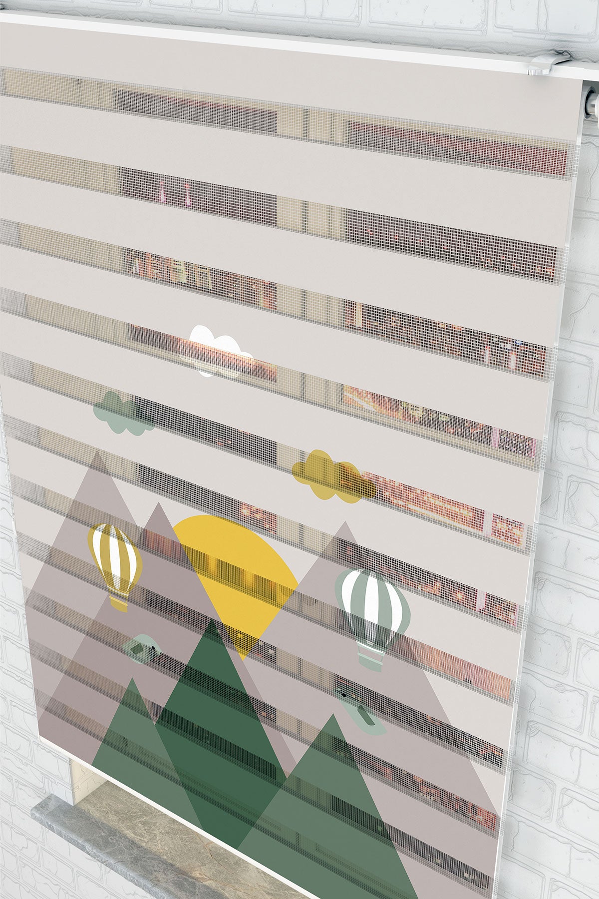 Dağ ve Balon Desenli Zebra Perde - (AKEL-1137-5)