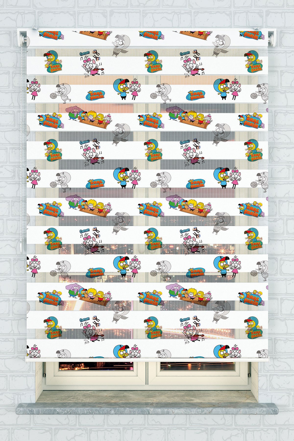 Eğlenceli Çizgi Karakterler Zebra Perde - (AKEL-1155-1)