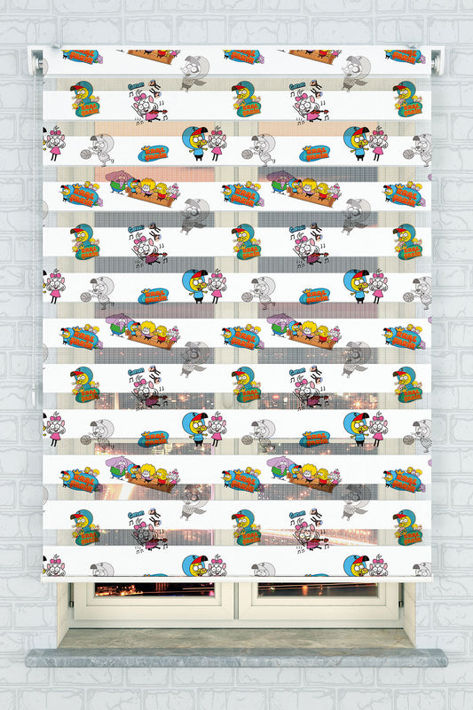 Eğlenceli Çizgi Karakterler Zebra Perde - (AKEL-1155-1)