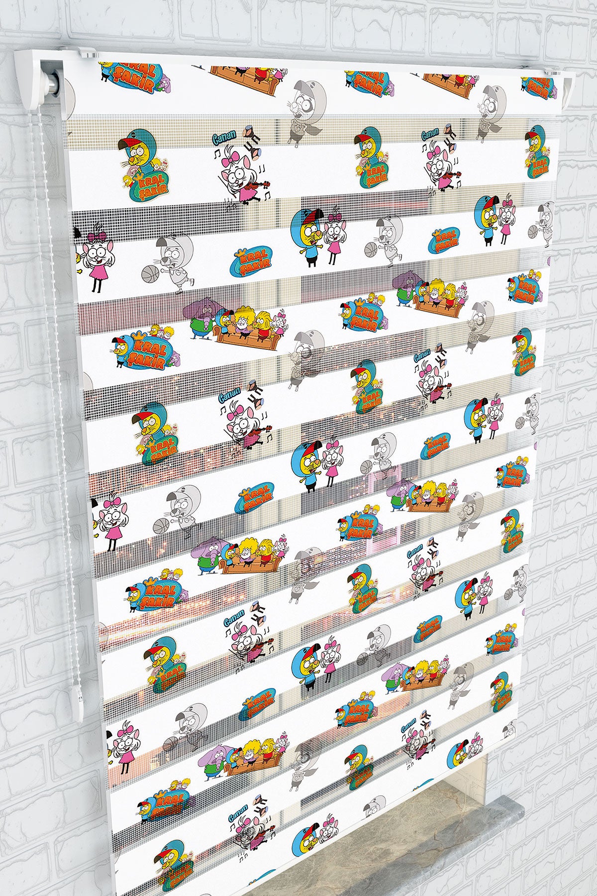 Eğlenceli Çizgi Karakterler Zebra Perde - (AKEL-1155-2)