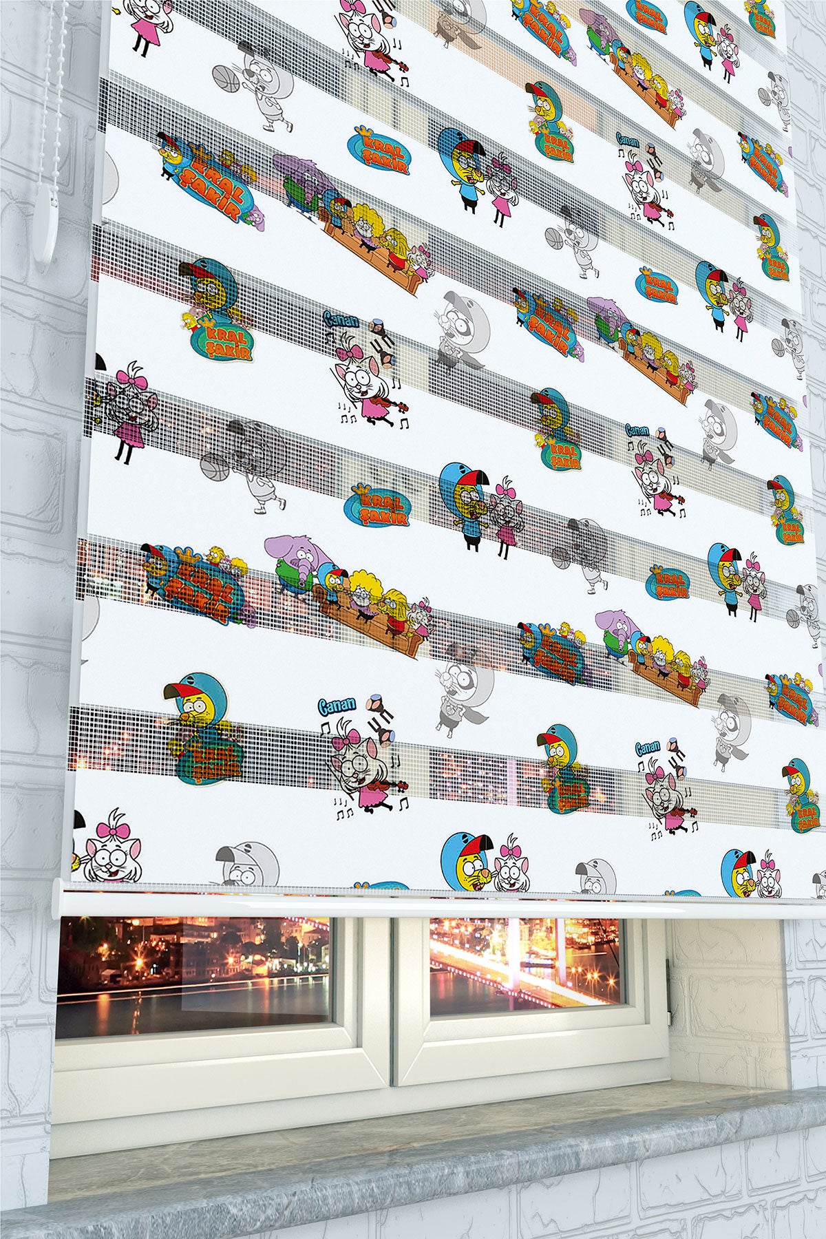 Eğlenceli Çizgi Karakterler Zebra Perde - (AKEL-1155-3)