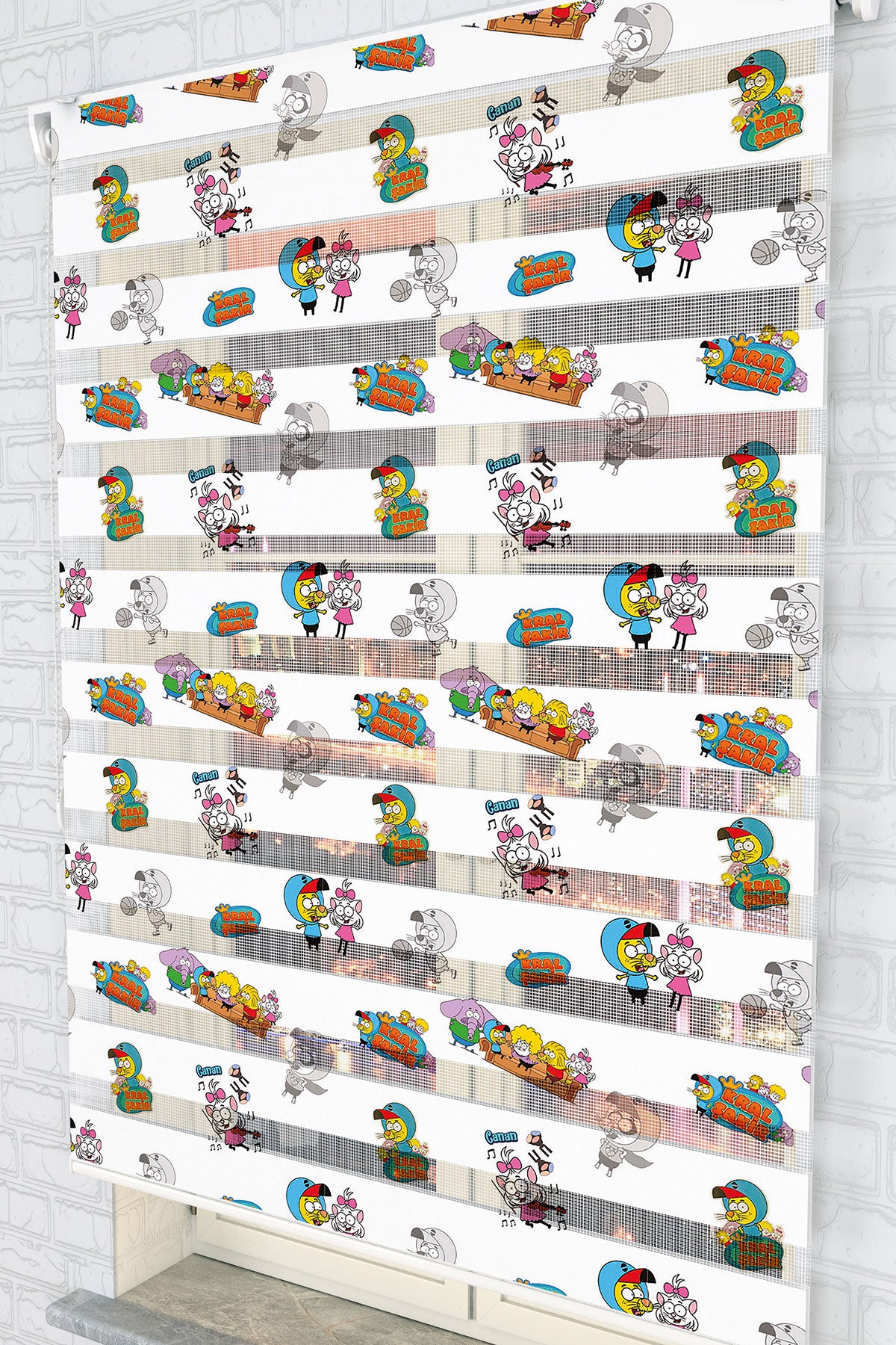 Eğlenceli Çizgi Karakterler Zebra Perde - (AKEL-1155-4)