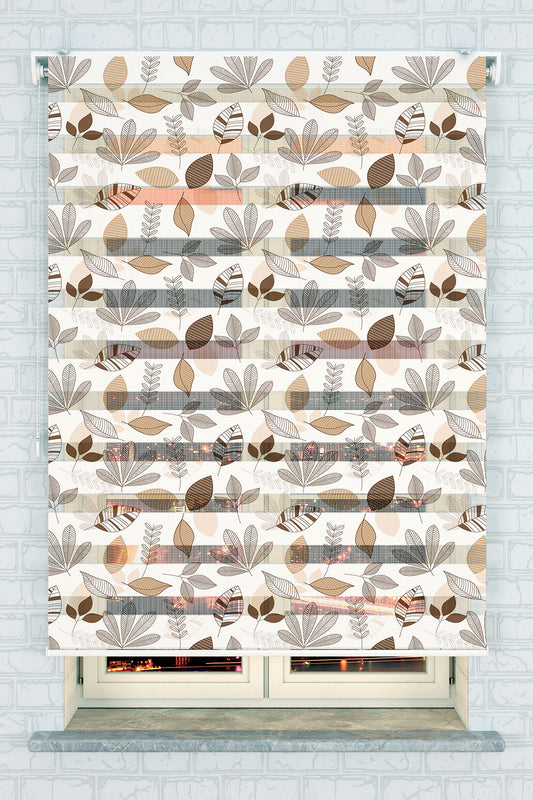 Doğal Yaprak Desenli Zebra Perde - (AKEL-1156-1)