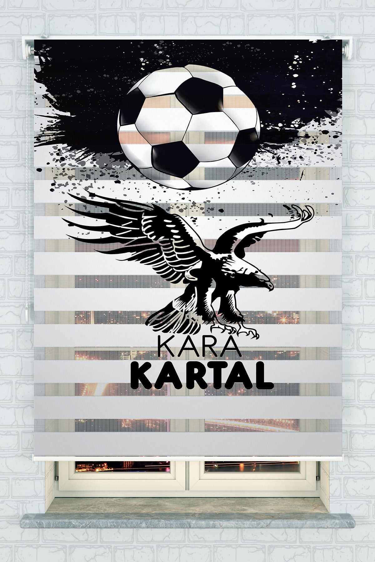 Kara Kartal Futbol Temalı Zebra Perde - (AKEL-1158-1)