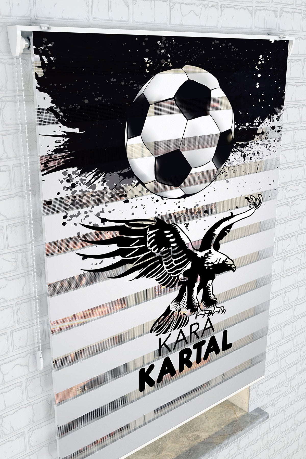Kara Kartal Futbol Temalı Zebra Perde - (AKEL-1158-2)