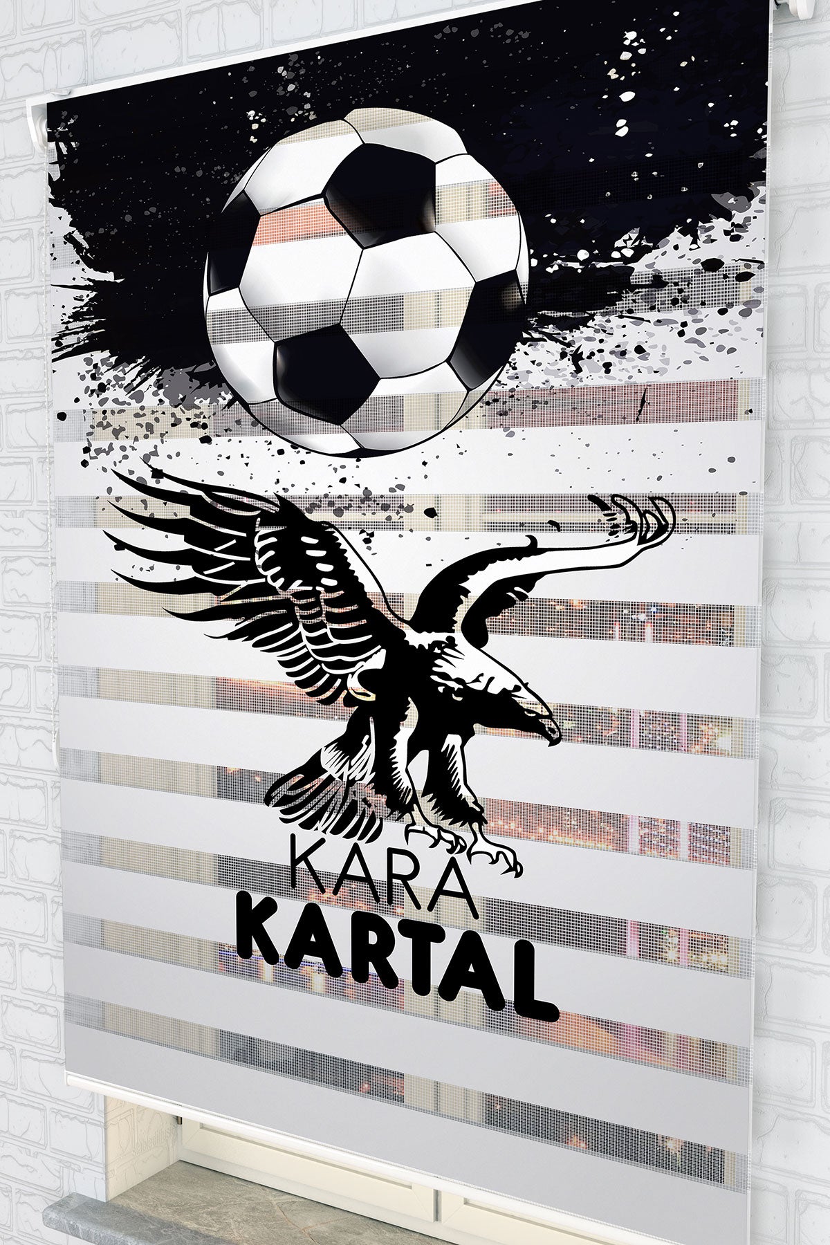 Kara Kartal Futbol Temalı Zebra Perde - (AKEL-1158-4)