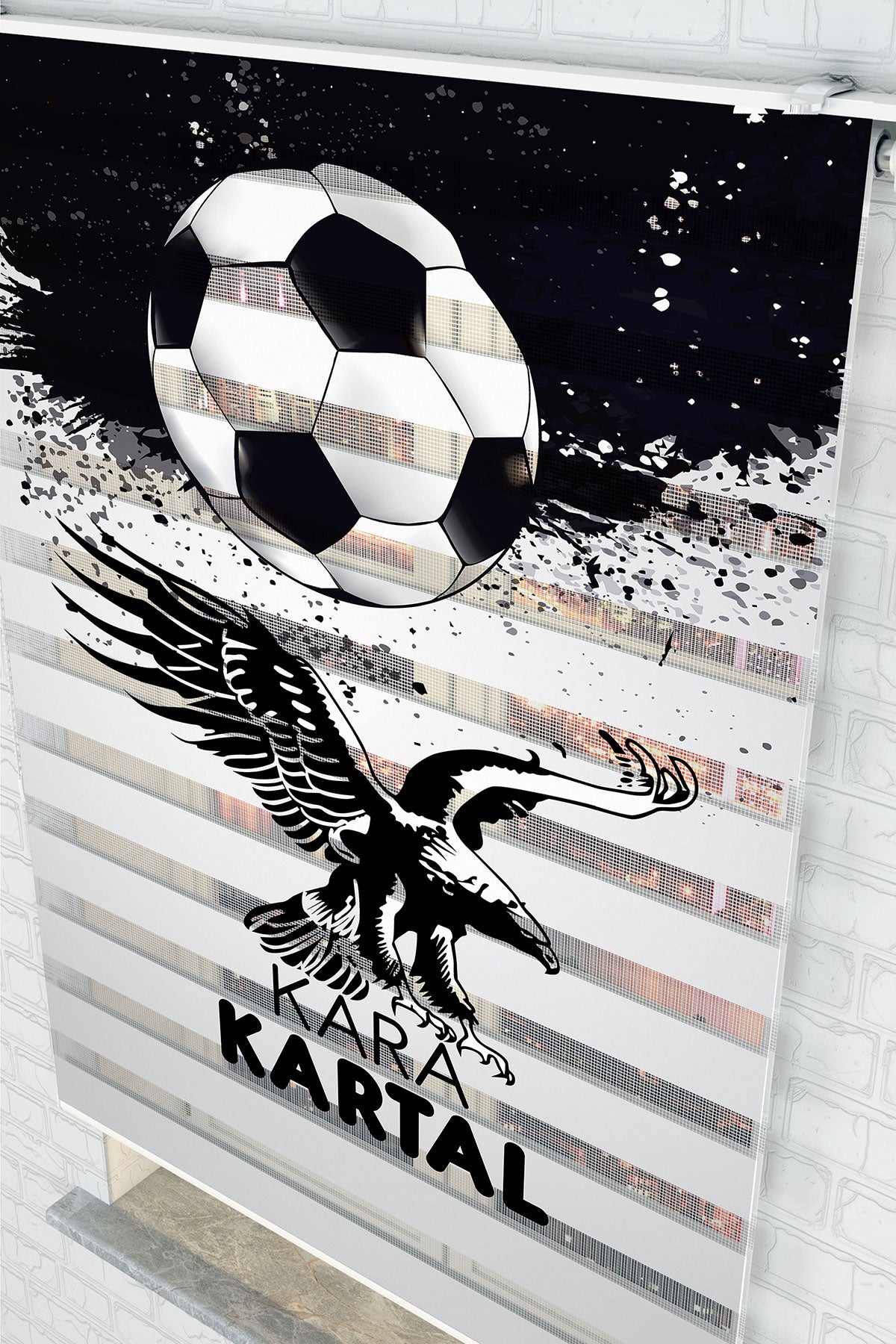 Kara Kartal Futbol Temalı Zebra Perde - (AKEL-1158-5)