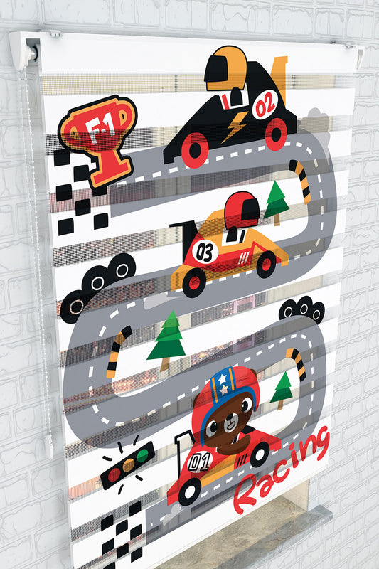 Formula Yarış Temalı Zebra Perde - (AKEL-1160-2)