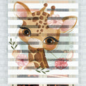 Çiçekli Sevimli Zürafa Zebra Perde - (AKEL-1161-1)