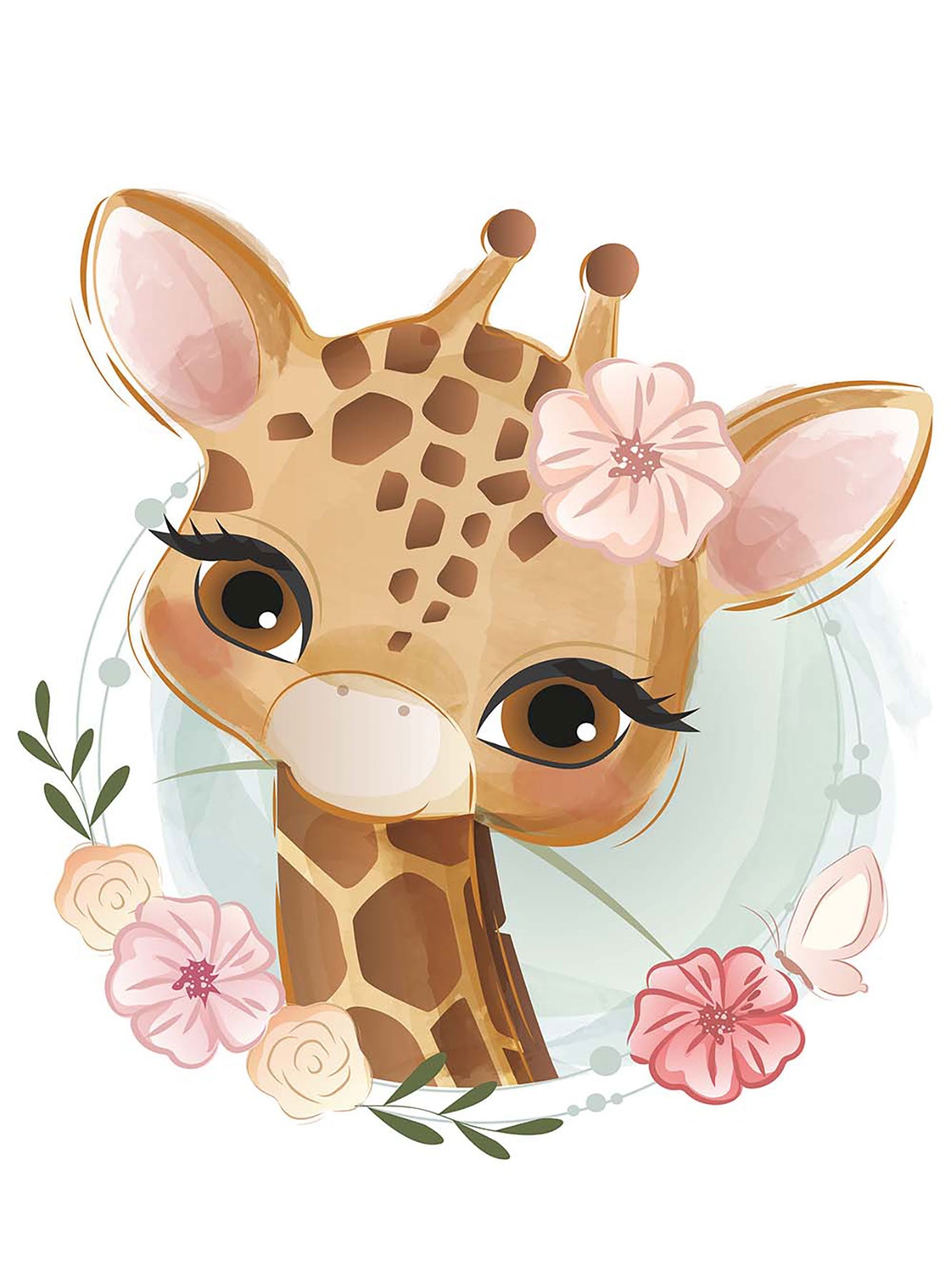Çiçekli Sevimli Zürafa Zebra Perde - (AKEL-1161-6)