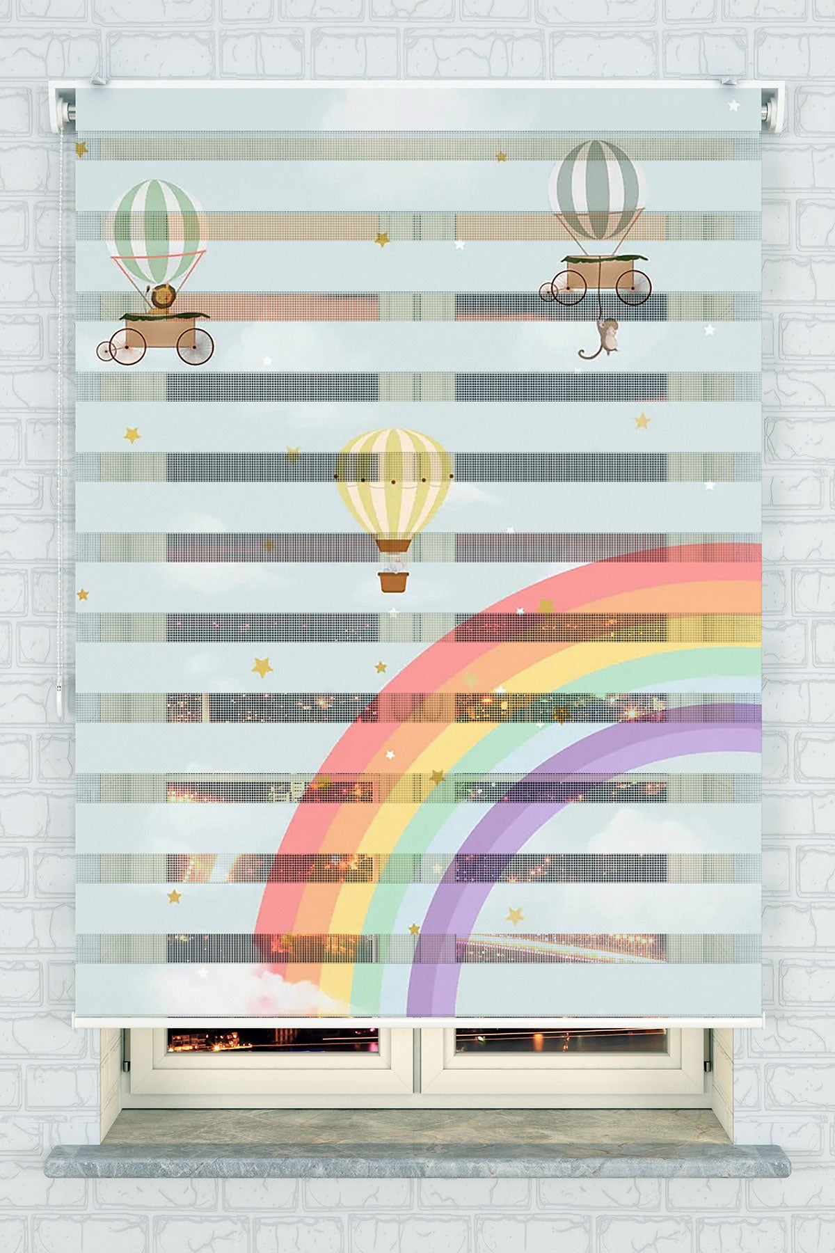 Gökkuşağı ve Balonlar Zebra Perde - (AKEL-1165-1)
