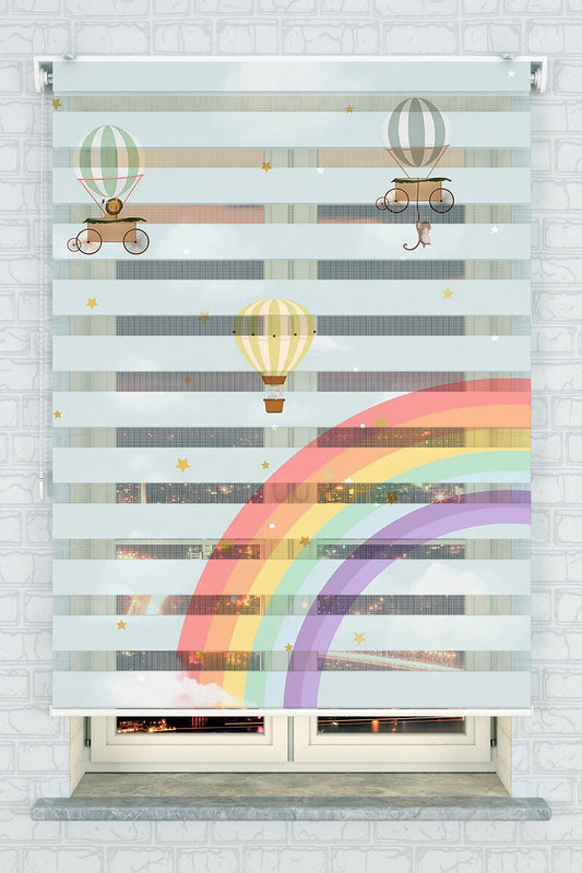 Gökkuşağı ve Balonlar Zebra Perde - (AKEL-1165-1)