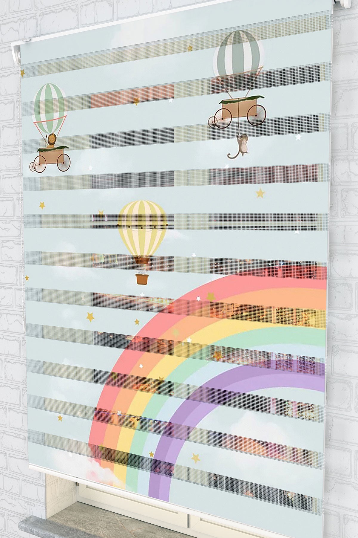 Gökkuşağı ve Balonlar Zebra Perde - (AKEL-1165-4)