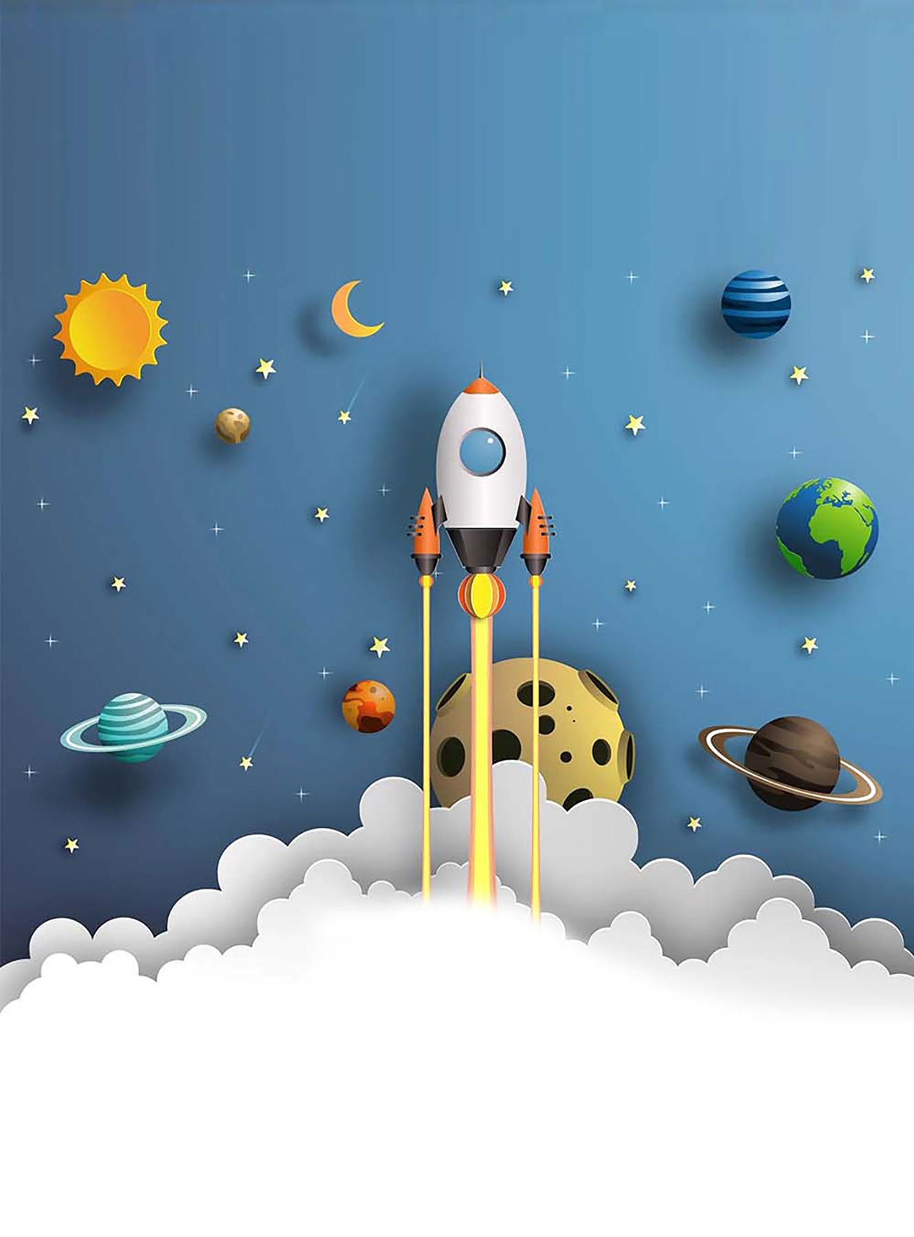 Roket Fırlatma ve Gezegenler Zebra Perde - (AKEL-1170-6)