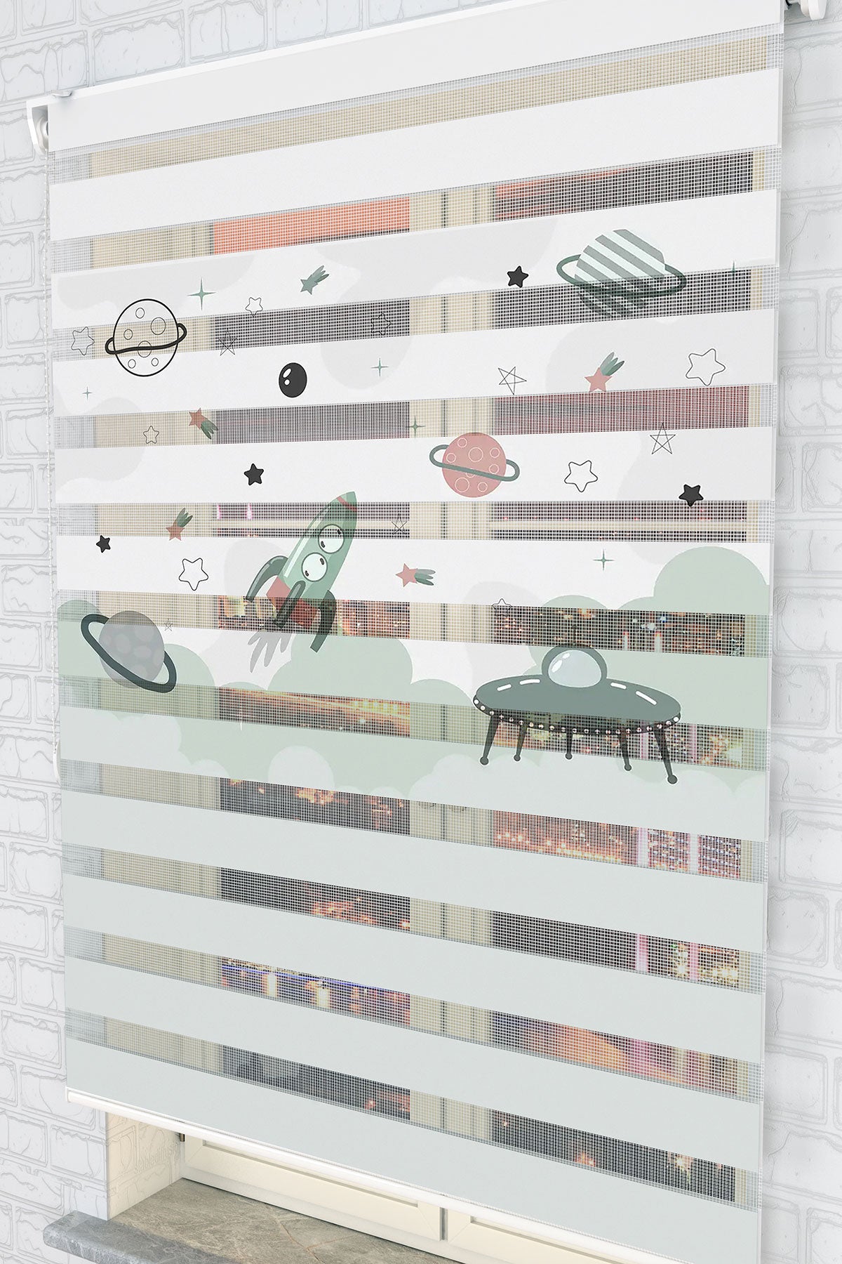 Uzay Keşfi Temalı Zebra Perde - (AKEL-1175-4)