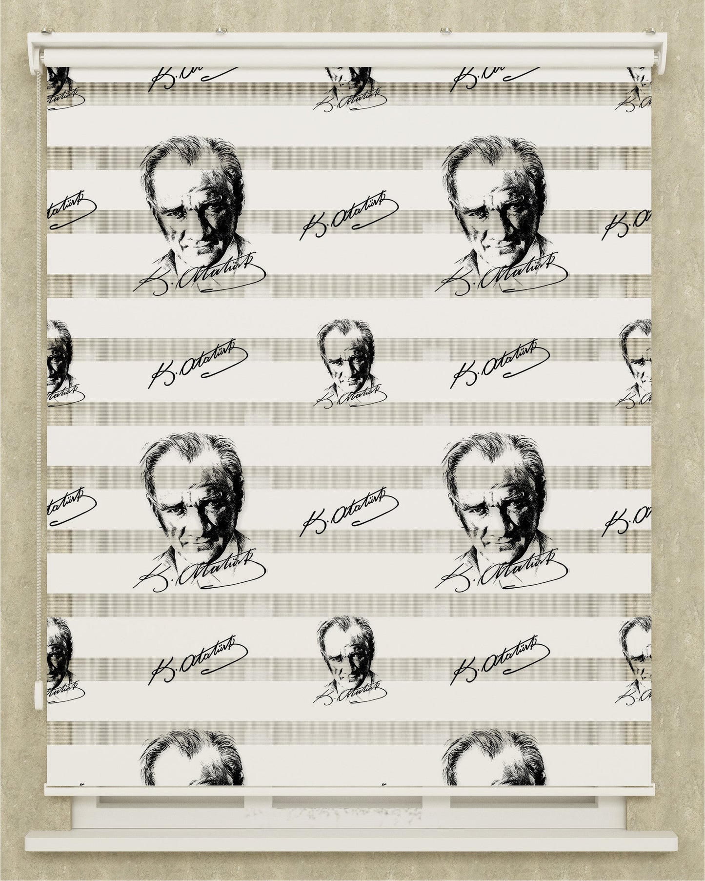 Genç Odası Mustafa Kemal Atatürk Baskılı Zebra Perde