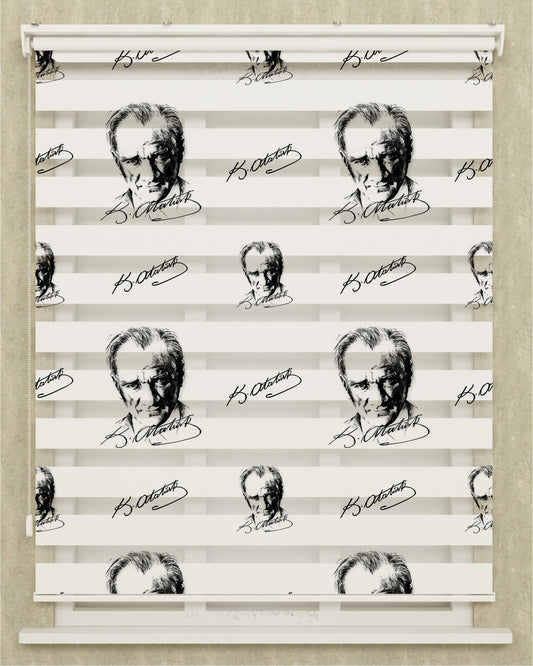 Genç Odası Mustafa Kemal Atatürk Baskılı Zebra Perde