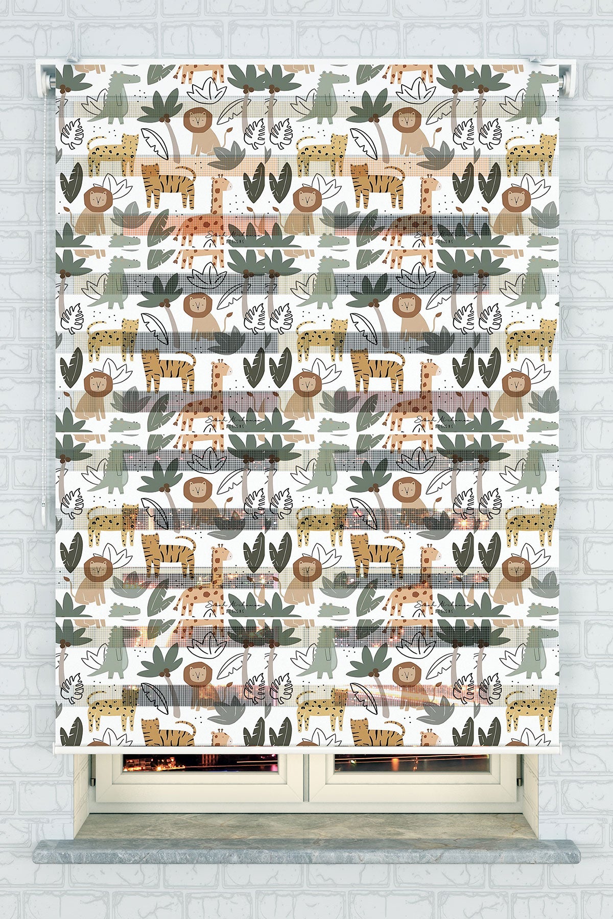 Safari Hayvanları Zebra Perde - (AKEL-1203-1)