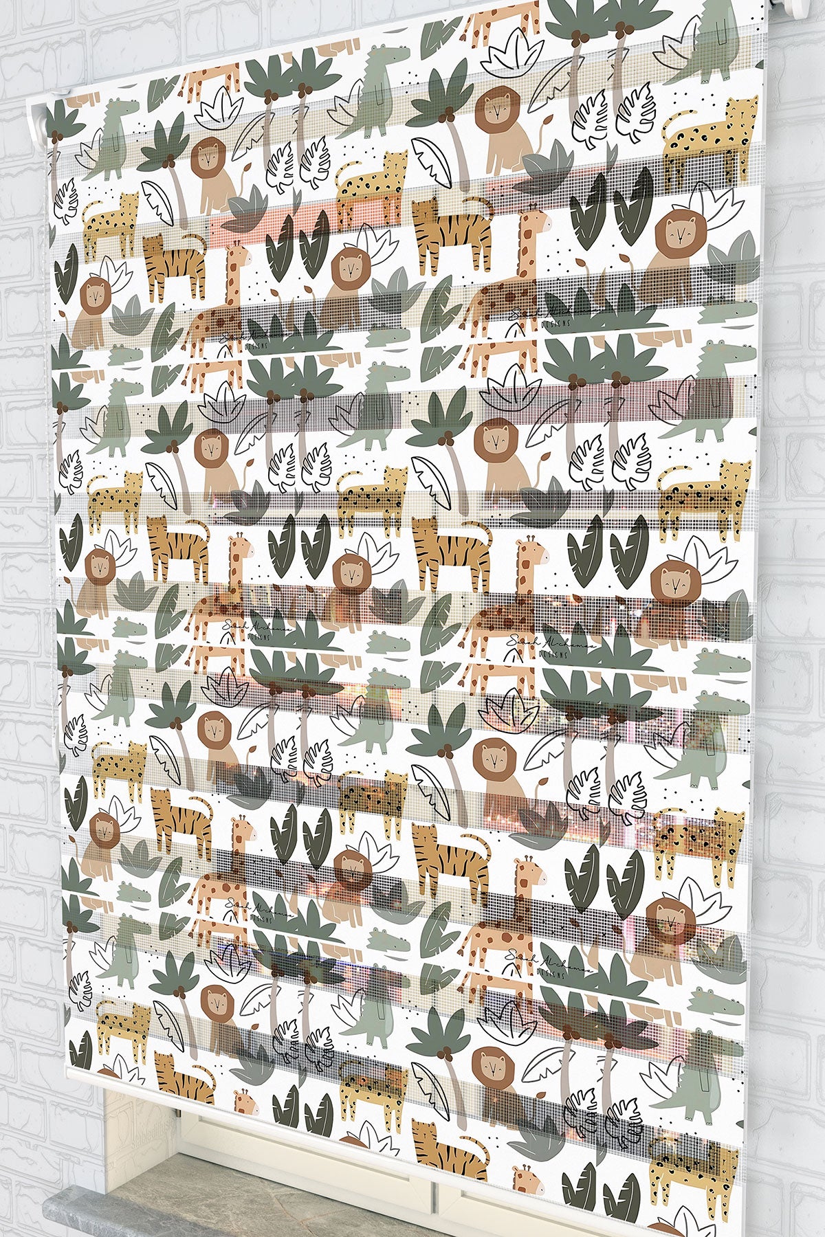 Safari Hayvanları Zebra Perde - (AKEL-1203-4)