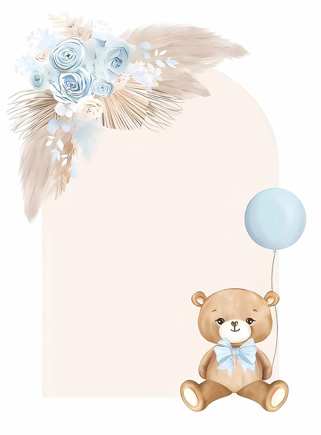 Mavi Balonlu Ayıcık Zebra Perde - (AKEL-1204-6)