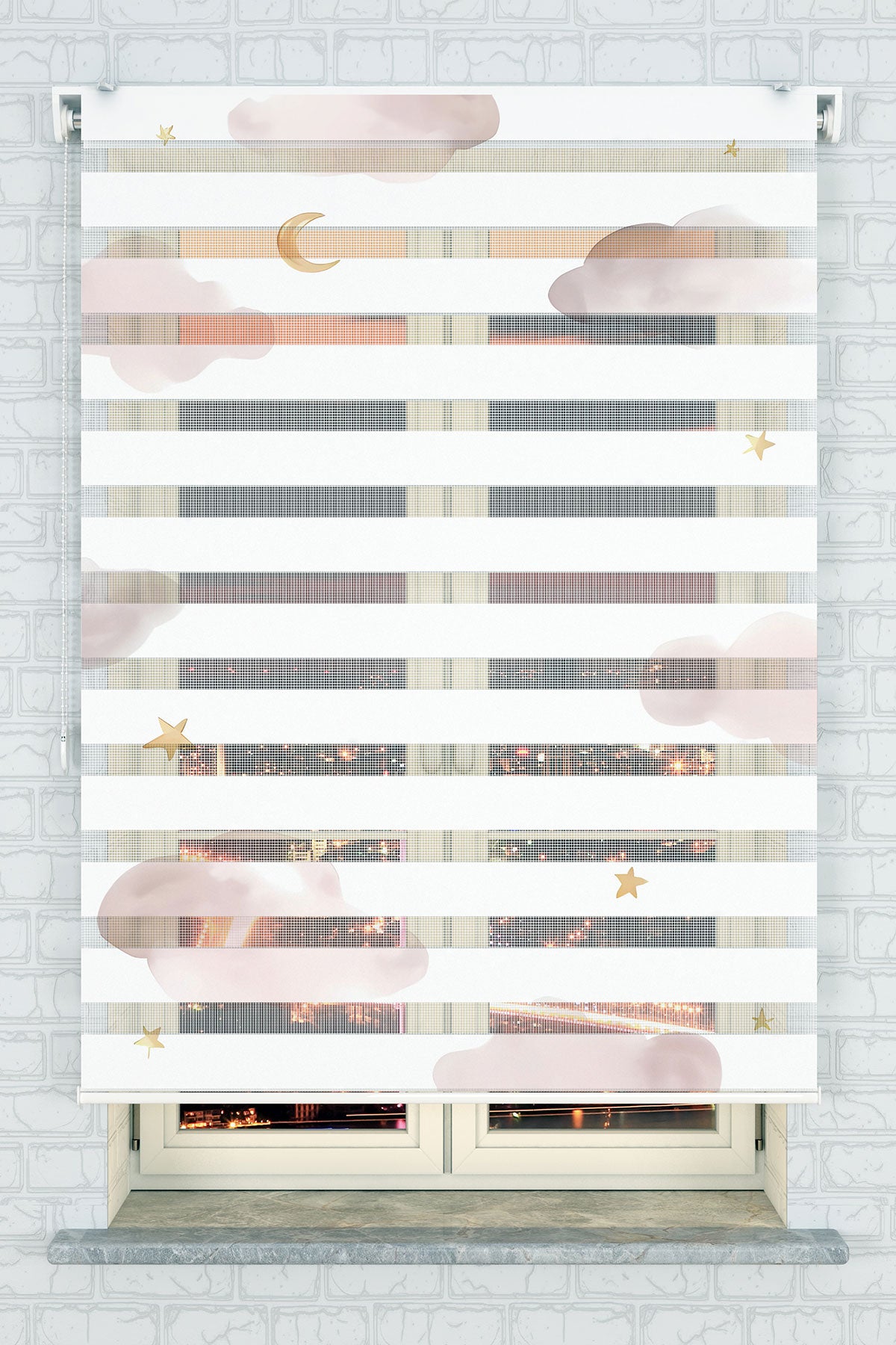 Pastel Bulutlar Zebra Perde - (AKEL-1212-1)